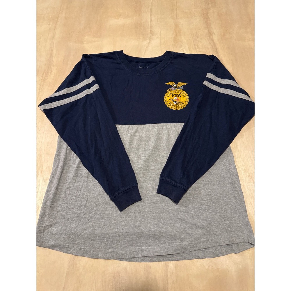 Boxercraft FFA 1928 Long Sleeve Shirt Mens Large Navy Gray Colorblock Jersey